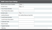 BuildIt Custom Export Settings tab of Site Settings screen